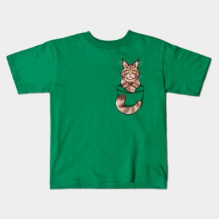 Pocket Cute Maine Coon Kids T-Shirt